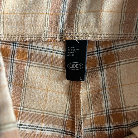 Cider - Plaid Tan and Orange High Rise Kick Flare Pants - Picture 5 of 7